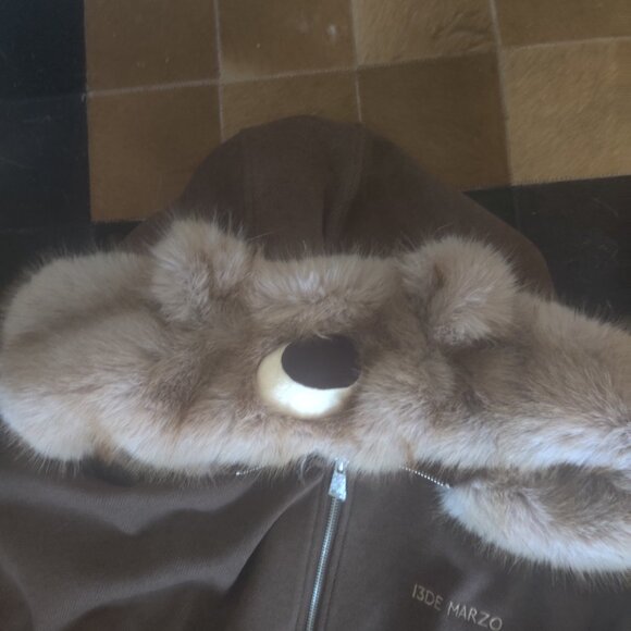 13DE Marzo bear hood jacket size L New Oversized fit - Picture 2 of 5